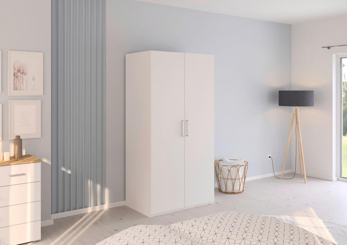 DREHTÜRENSCHRANK  in Weiß  - Silberfarben/Weiß, Design, Holzwerkstoff/Kunststoff (101/197/60cm) - Novel