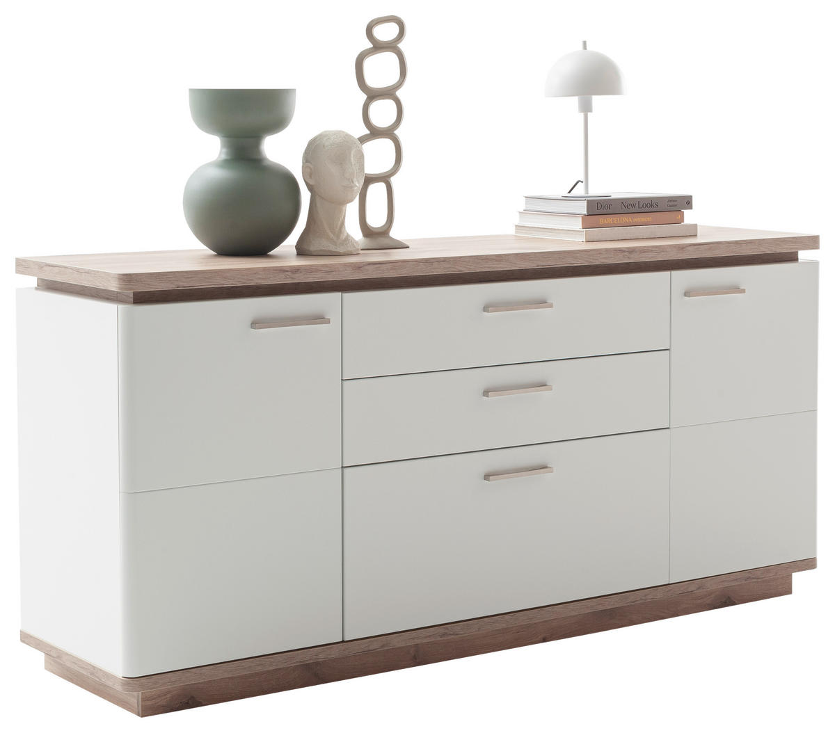 SIDEBOARD 170/81/44 cm  in Weiss, Eichefarben  - Weiss/Eichefarben, Design, Holzwerkstoff/Metall (170/81/44cm) - Livetastic