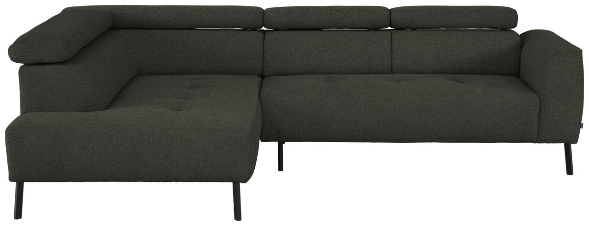 ECKSOFA in Chenille Graubraun  205/280 cm  - Graubraun/Schwarz, Design, Textil/Metall (205/280cm) - Xora