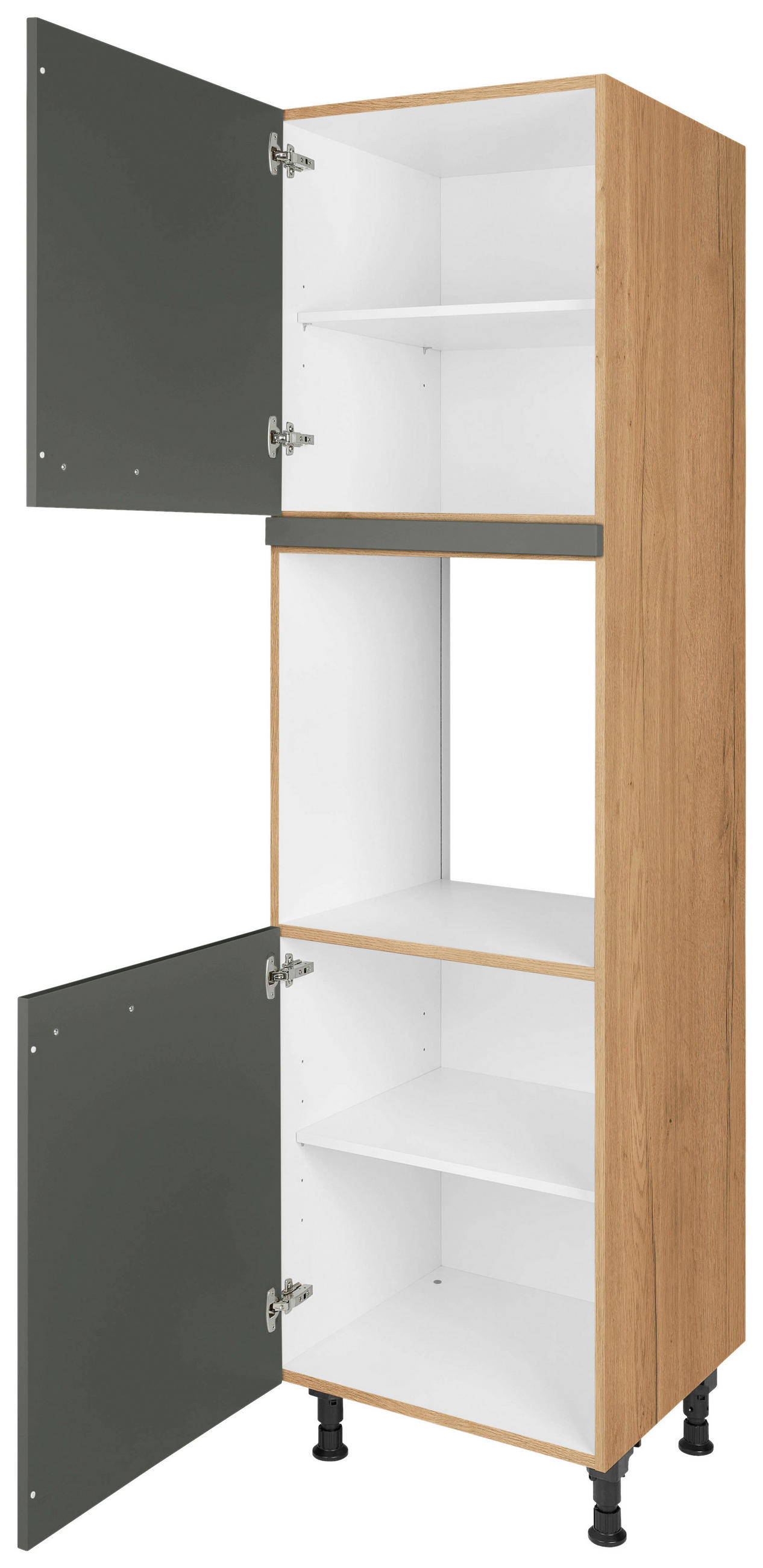 GERÄTEUMBAUSCHRANK 60/216,6/58 cm in Grün, Eichefarben - Eichefarben/Schwarz, MODERN, Holzwerkstoff/Metall (60/216,6/58cm) - Nobilia
