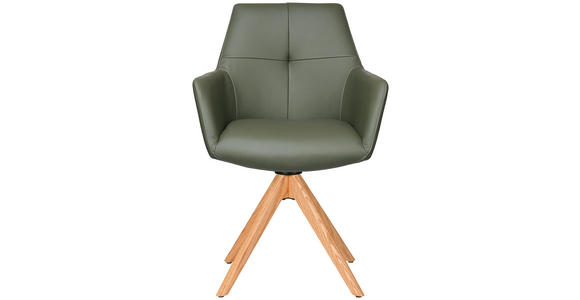 ARMLEHNSTUHL in Echtleder pigmentiert - Eichefarben/Naturfarben, KONVENTIONELL, Leder/Holz (59,5/87/63cm) - Novel