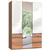 DREHTÜRENSCHRANK in Weiss, Eichefarben  - Chromfarben/Weiss, Modern, Glas/Holzwerkstoff (150/216/58cm) - MID.YOU