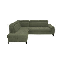 ECKSOFA Dunkelgrün Chenille Bettkasten, Schlaffunktion, Rücken echt, Kopfteilverstellung, Liegefläche im Originalstoff  - Dunkelgrün/Schwarz, KONVENTIONELL, Textil/Metall (206/265cm) - Carryhome