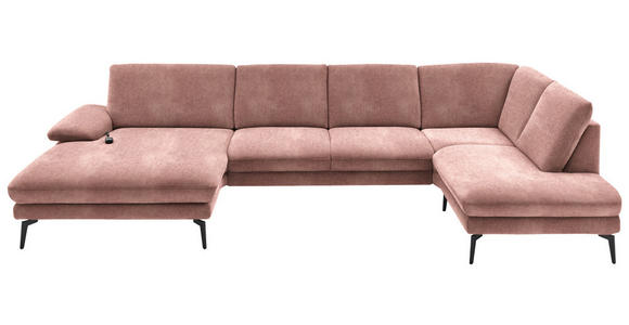 WOHNLANDSCHAFT in Velours Flieder - Flieder/Schwarz, Design, Textil/Metall (180/344/208cm) - Dieter Knoll