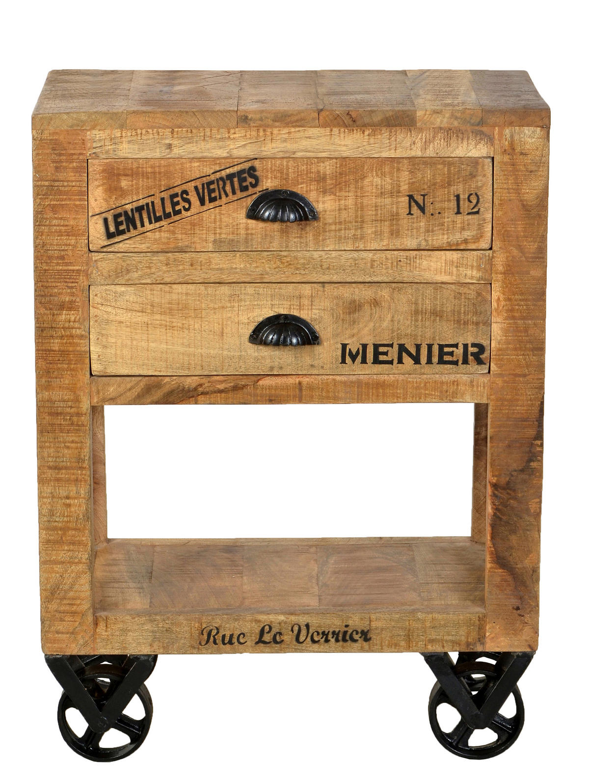 KOMMODE , 60/80/30 cm, 2 Schublade(n)  - Schwarz/Naturfarben, Design, Holz/Metall (60/80/30cm) - MID.YOU