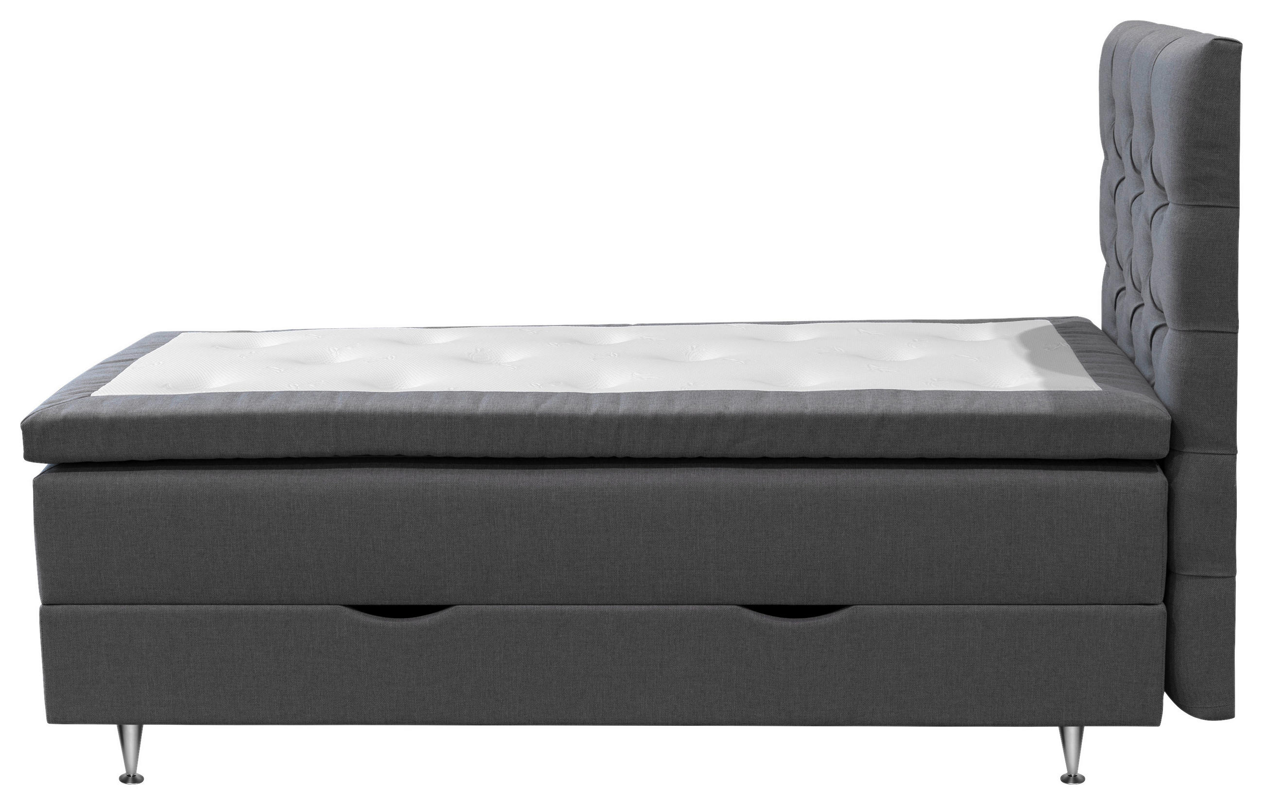 KONTINENTALSÄNG 90/200 cm  i grå  - aluminiumfärg/grå, Klassisk, metall/trä (90/200cm) - Cassando