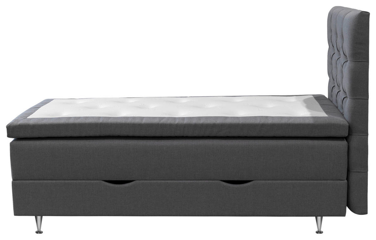 KONTINENTALSÄNG 90/200 cm  i grå  - aluminiumfärg/grå, Klassisk, metall/trä (90/200cm) - Cassando