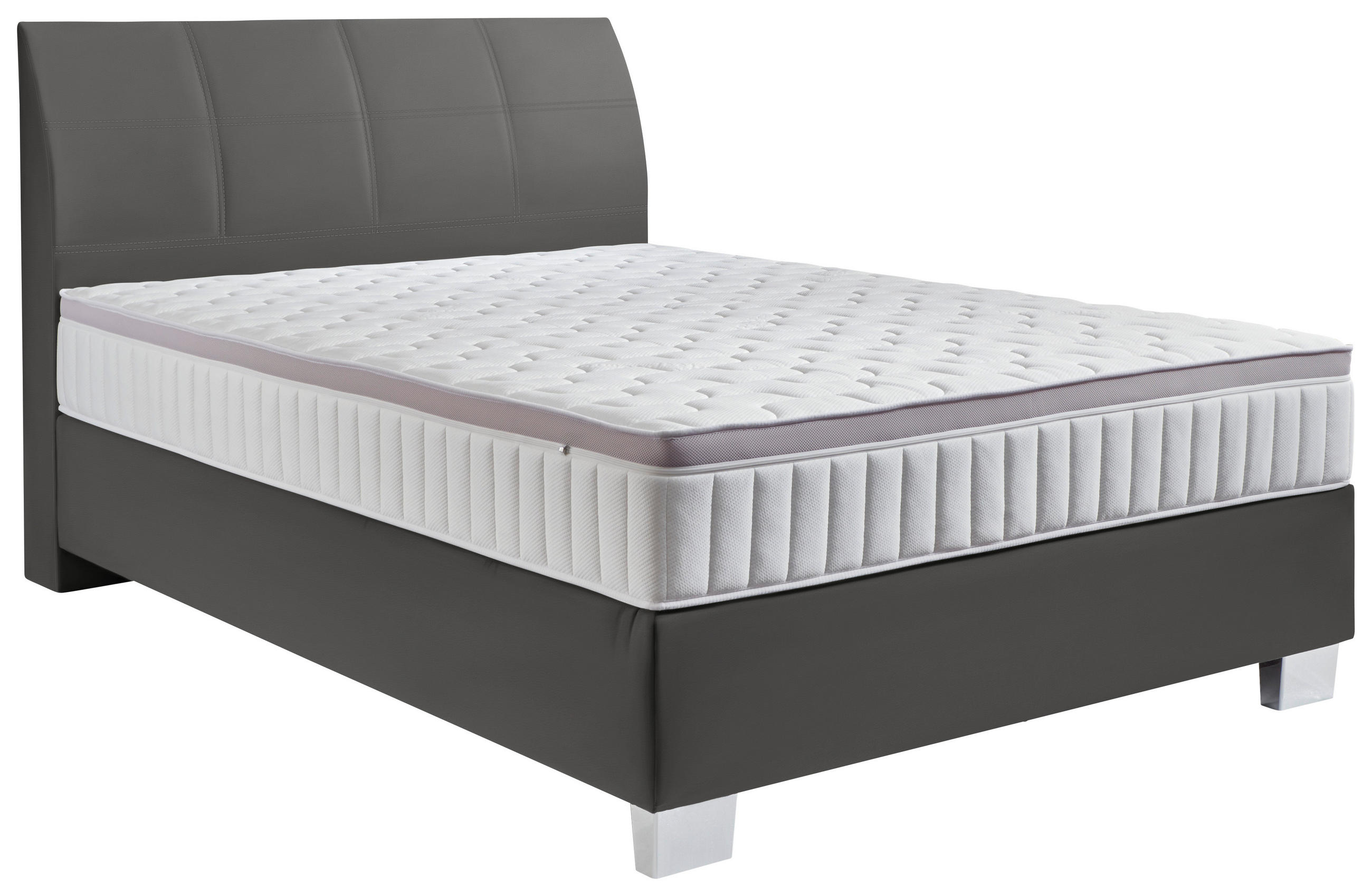BOXSPRINGBETT 140/200 cm  in Anthrazit  - Chromfarben/Anthrazit, KONVENTIONELL, Kunststoff/Textil (140/200cm) - Hom`in