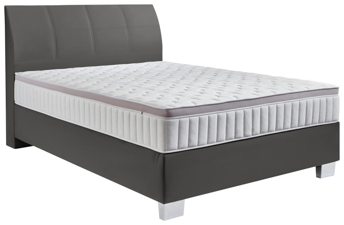 BOXSPRINGBETT 140/200 cm  in Anthrazit  - Chromfarben/Anthrazit, Konventionell, Kunststoff/Textil (140/200cm) - Hom`in