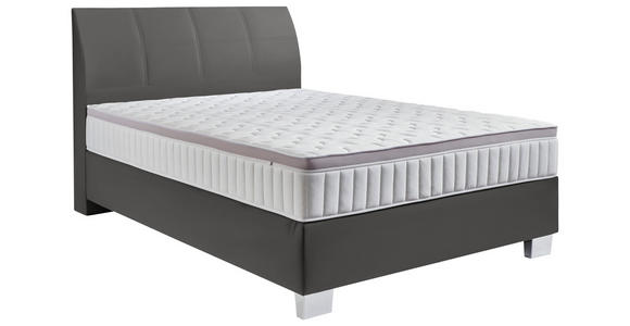 BOXSPRINGBETT 140/200 cm  in Anthrazit  - Chromfarben/Anthrazit, KONVENTIONELL, Kunststoff/Textil (140/200cm) - Hom`in