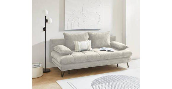 SCHLAFSOFA Samt Creme - Creme/Schwarz, Design, Textil/Metall (205/79-96/85cm) - Novel
