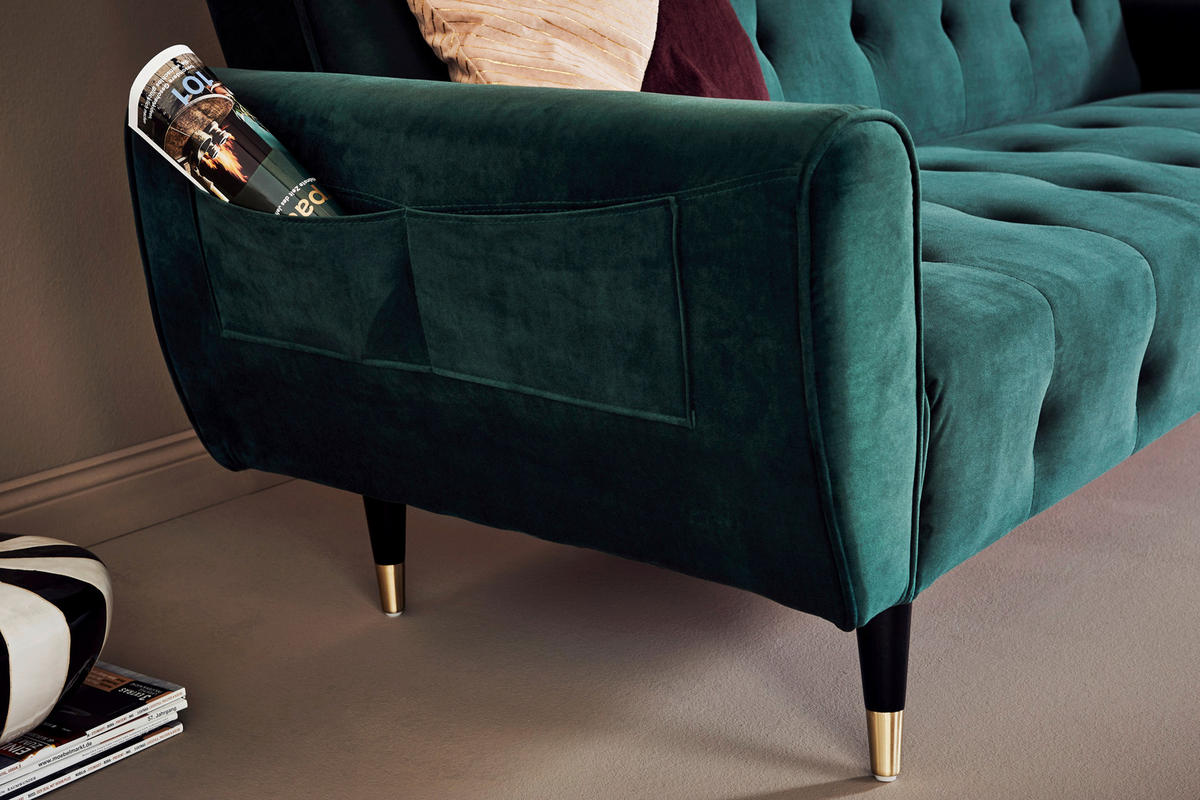 SCHLAFSOFA Samt Grün, Opal  - Goldfarben/Opal, MODERN, Holz/Textil (213/83/83cm) - Livetastic