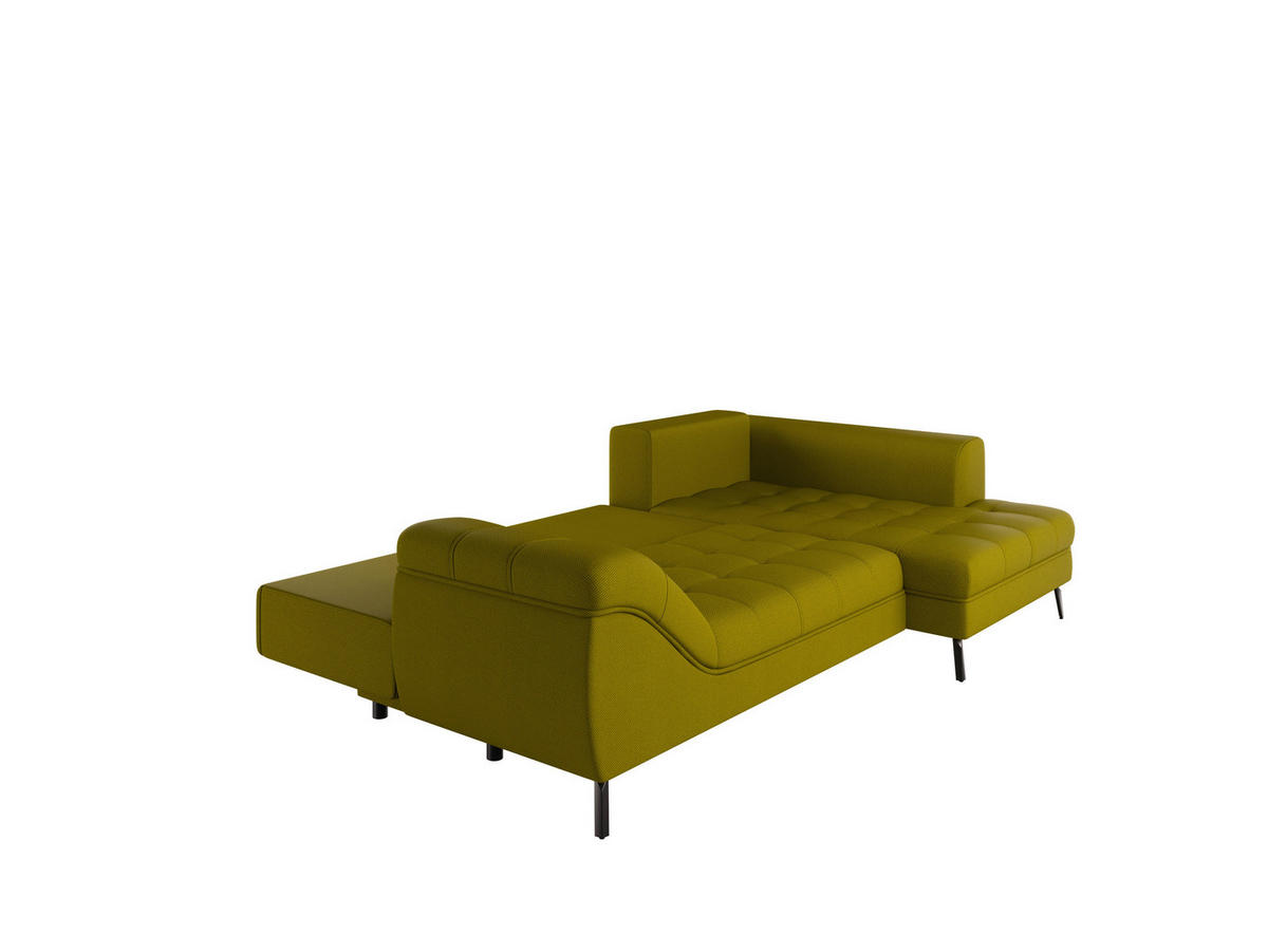 ECKSOFA in Webstoff Limette  - Limette/Schwarz, Modern, Textil/Metall (279/177cm) - Stylife
