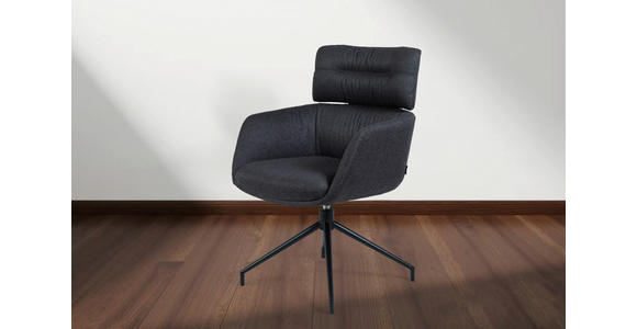 ARMLEHNSTUHL  Stoffauswahl, Sitzfläche 360° drehbar, automatische Rückholfunktion Webstoff  Schwarz  - Schwarz, Design, Textil/Metall (62/92/66cm) - Dieter Knoll