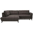 ECKSOFA in Flachgewebe, Leinenoptik Braun  208/247 cm  - Schwarz/Braun, Design, Textil/Metall (208/247cm) - Xora