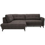 ECKSOFA in Flachgewebe, Leinenoptik Braun  208/247 cm  - Schwarz/Braun, Design, Textil/Metall (208/247cm) - Xora