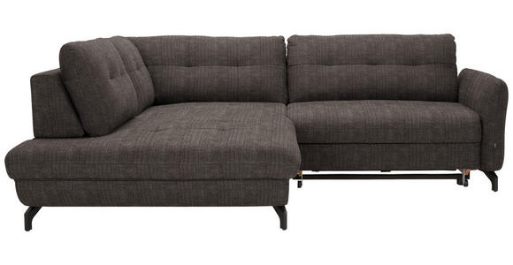 ECKSOFA in Flachgewebe, Leinenoptik Braun  208/247 cm  - Schwarz/Braun, Design, Textil/Metall (208/247cm) - Xora