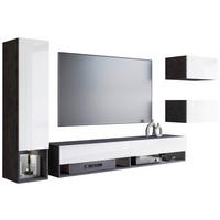 DNEVNI REGAL,  antracit, bela, visoki sijaj  - bela/visoki sijaj, Basics, leseni material (270/130/32,5cm) - P & B