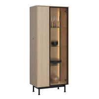 VITRINE Eichefarben  70/176/40 cm  - Eichefarben/Schwarz, Design, Glas/Holzwerkstoff (70/176/40cm) - Lomoco