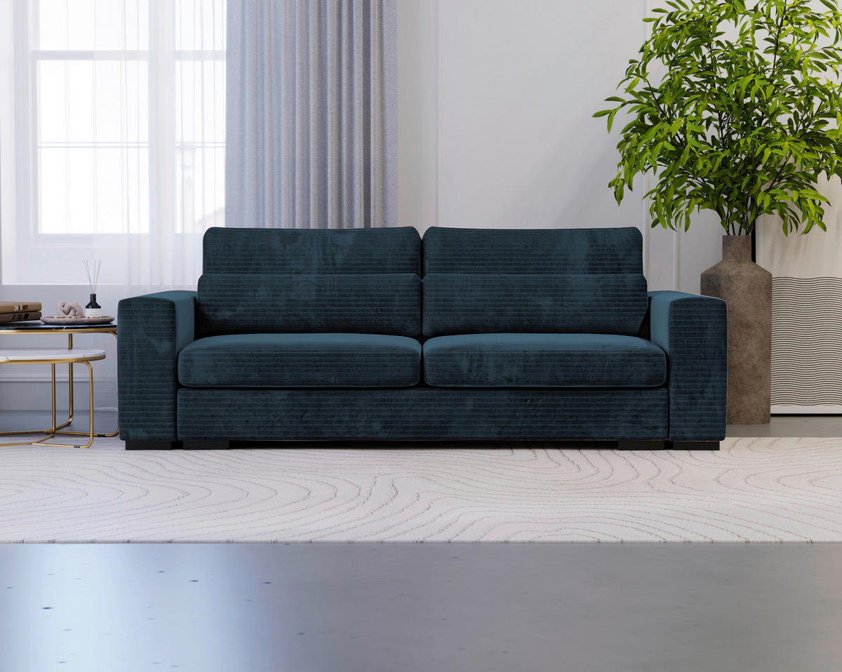 SCHLAFSOFA Flachgewebe Dunkelblau  - Schwarz/Dunkelblau, KONVENTIONELL, Kunststoff/Textil (236/78/114cm) - Carryhome