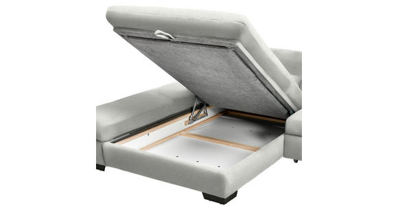 ECKSOFA  in Flachgewebe Weiß  341/204 cm  - Schwarz/Weiß, Design, Textil/Metall (341/204cm) - Xora