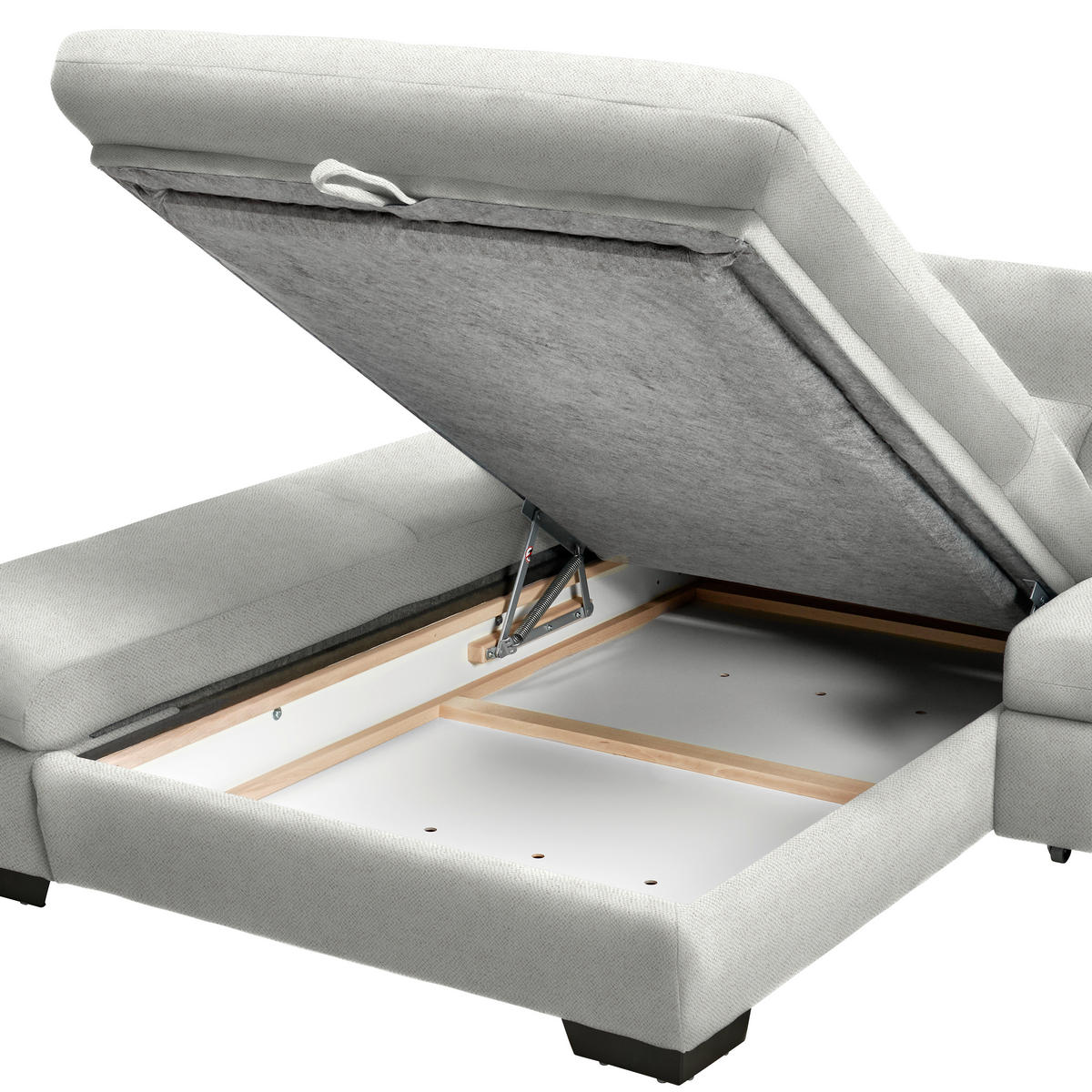 ECKSOFA  in Flachgewebe Weiß  341/204 cm  - Schwarz/Weiß, Design, Textil/Metall (341/204cm) - Xora