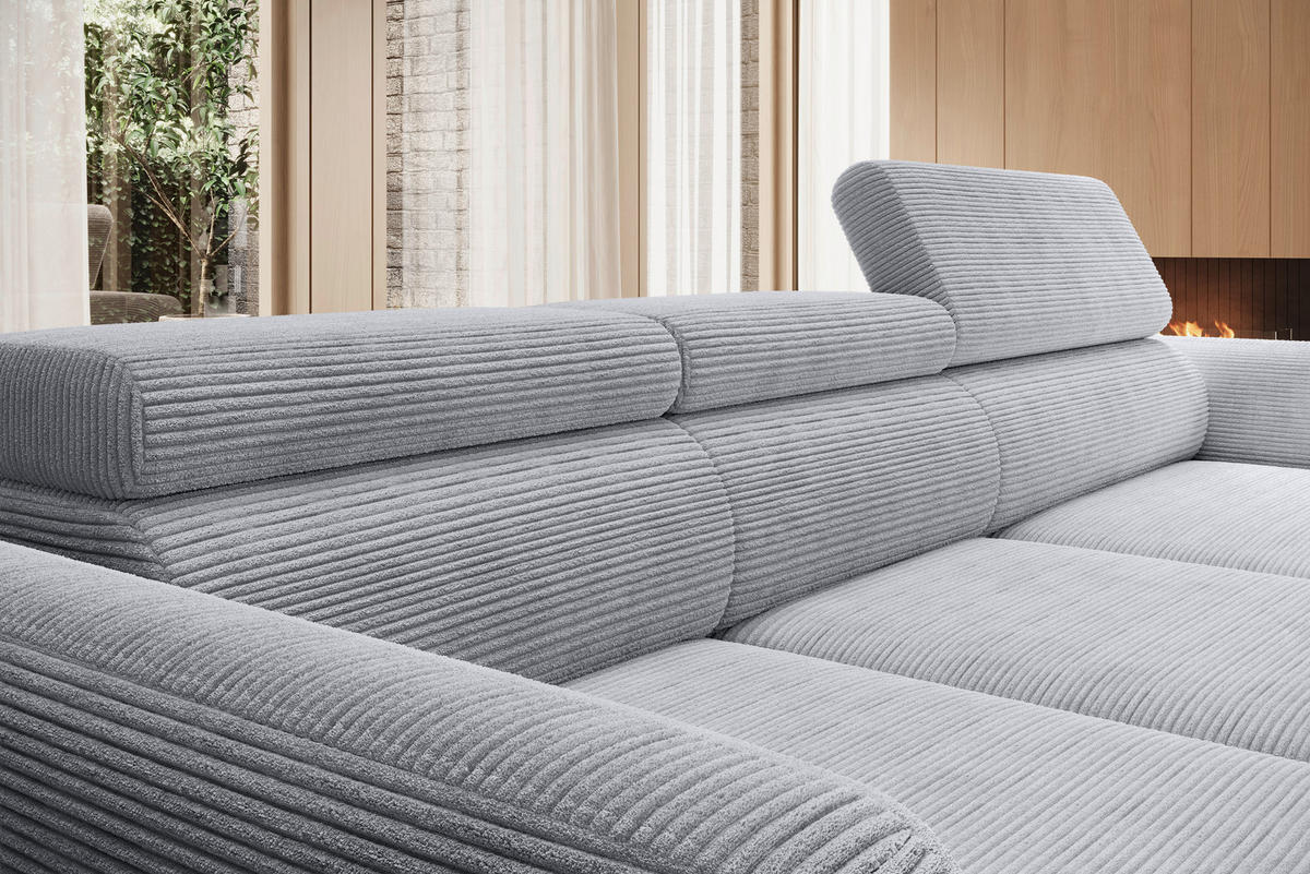 ECKSOFA in Cord Dunkelgrau  - Dunkelgrau/Schwarz, Konventionell, Textil/Metall (277/174cm) - Carryhome