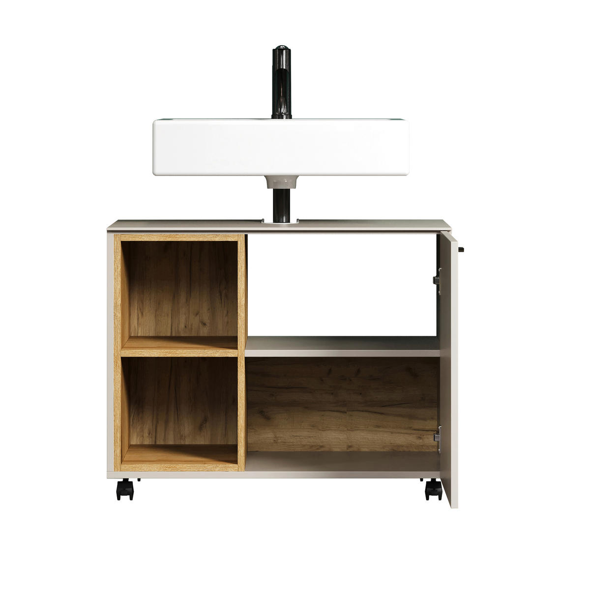 WASCHBECKENUNTERSCHRANK 80/64/42 cm  - Kaschmir/Schwarz, Trend, Holzwerkstoff/Kunststoff (80/64/42cm) - MID.YOU