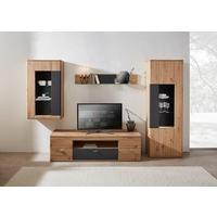WOHNWAND  in Graphitfarben, Eichefarben  290/200/55 cm  - Eichefarben/Silberfarben, KONVENTIONELL, Holzwerkstoff/Kunststoff (290/200/55cm) - Xora