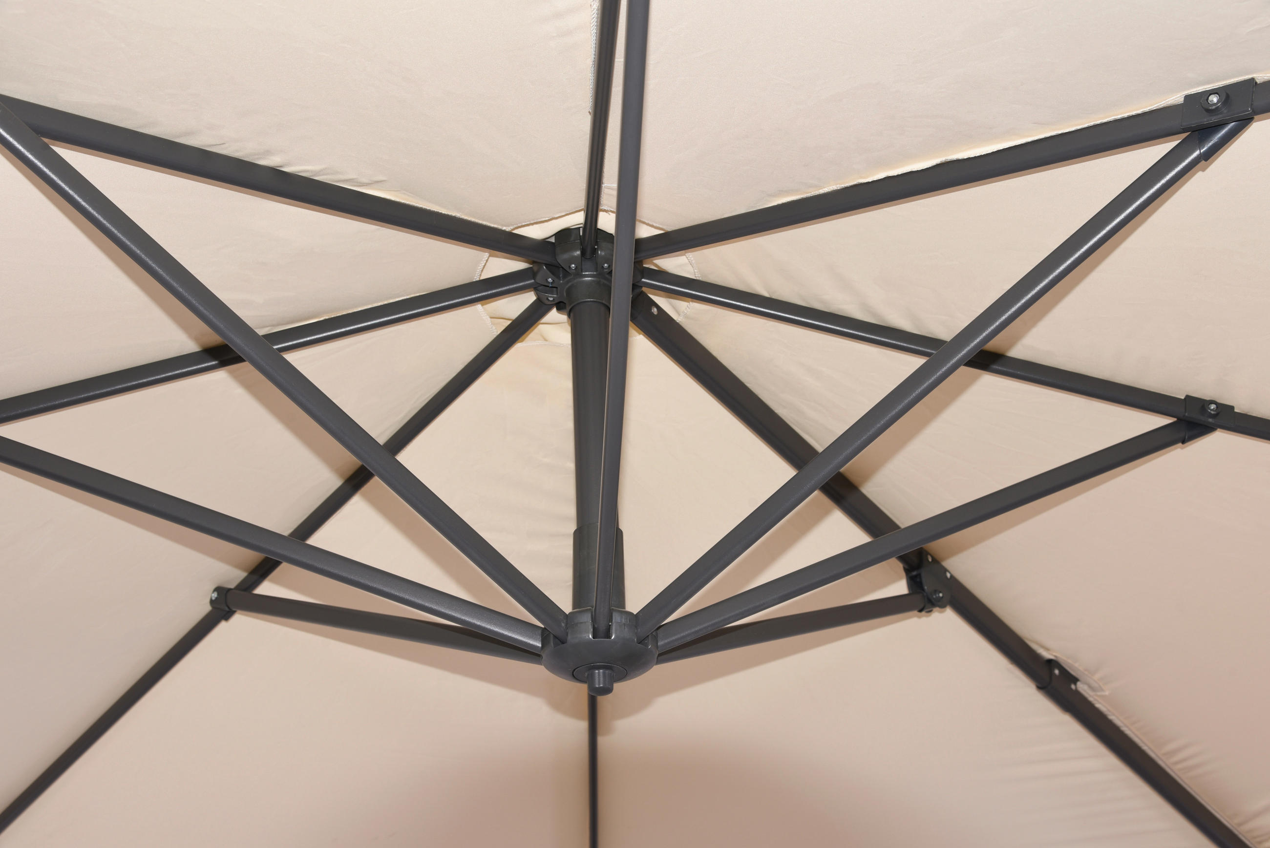 Thumbnail - Gardenson Ampelschirm, Creme, Textil, 300x250x356 cm, 360° drehbar, wetterbeständig, Sonnen- & Sichtschutz, Sonnenschirm...