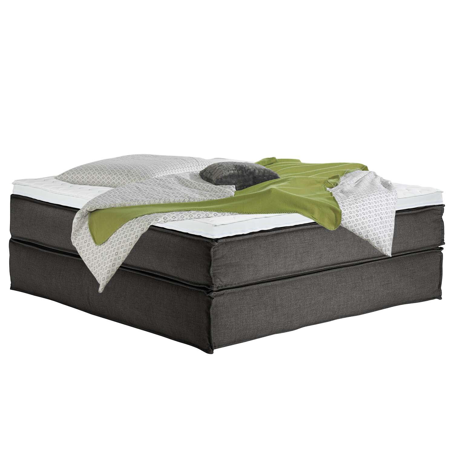 BOXSPRINGBETT 180/220 cm  in Anthrazit  - Anthrazit/Schwarz, Design, Textil (180/220cm) - home24
