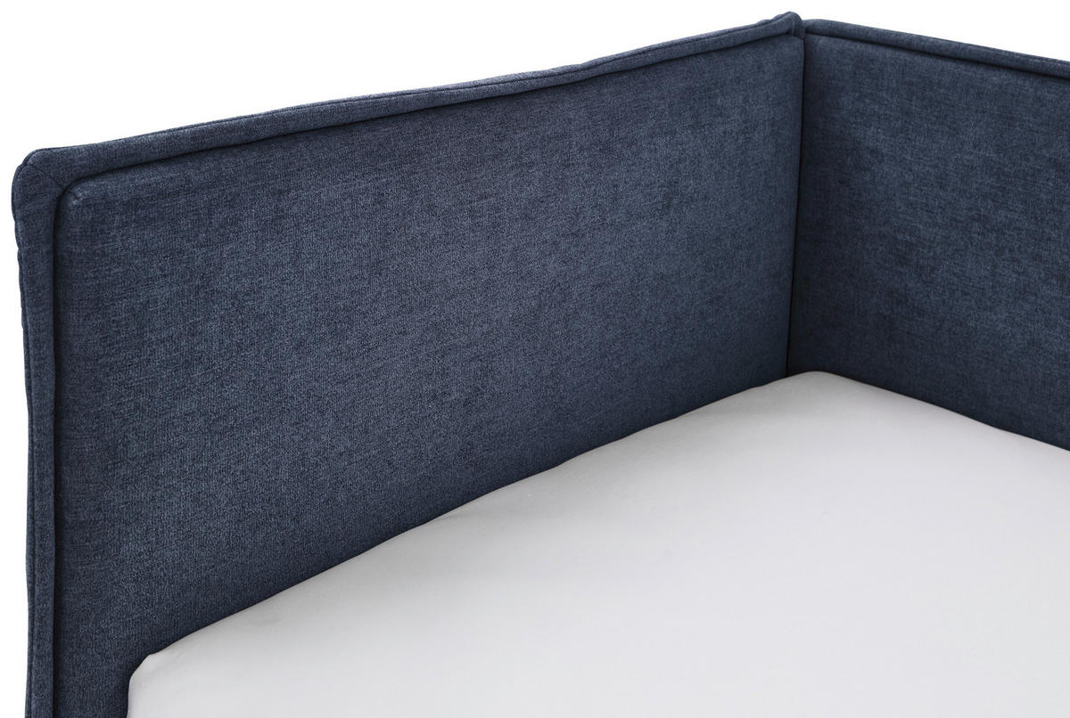 POLSTERLIEGE in Flachgewebe Dunkelblau  - Eichefarben/Dunkelblau, Konventionell, Holz/Textil (90/200cm) - home24