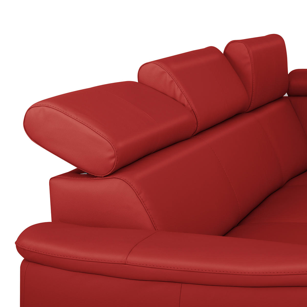 ECKSOFA  in Lederlook Echtleder Rot  - Silberfarben/Rot, Leder/Holz (262/211cm) - Celina Home