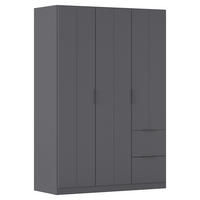 GARDEROB MED GÅNGJÄRN 136/197/54 cm 3-dörrar - grå, Modern, metall/trämaterial (136/197/54cm) - Rauch Möbel