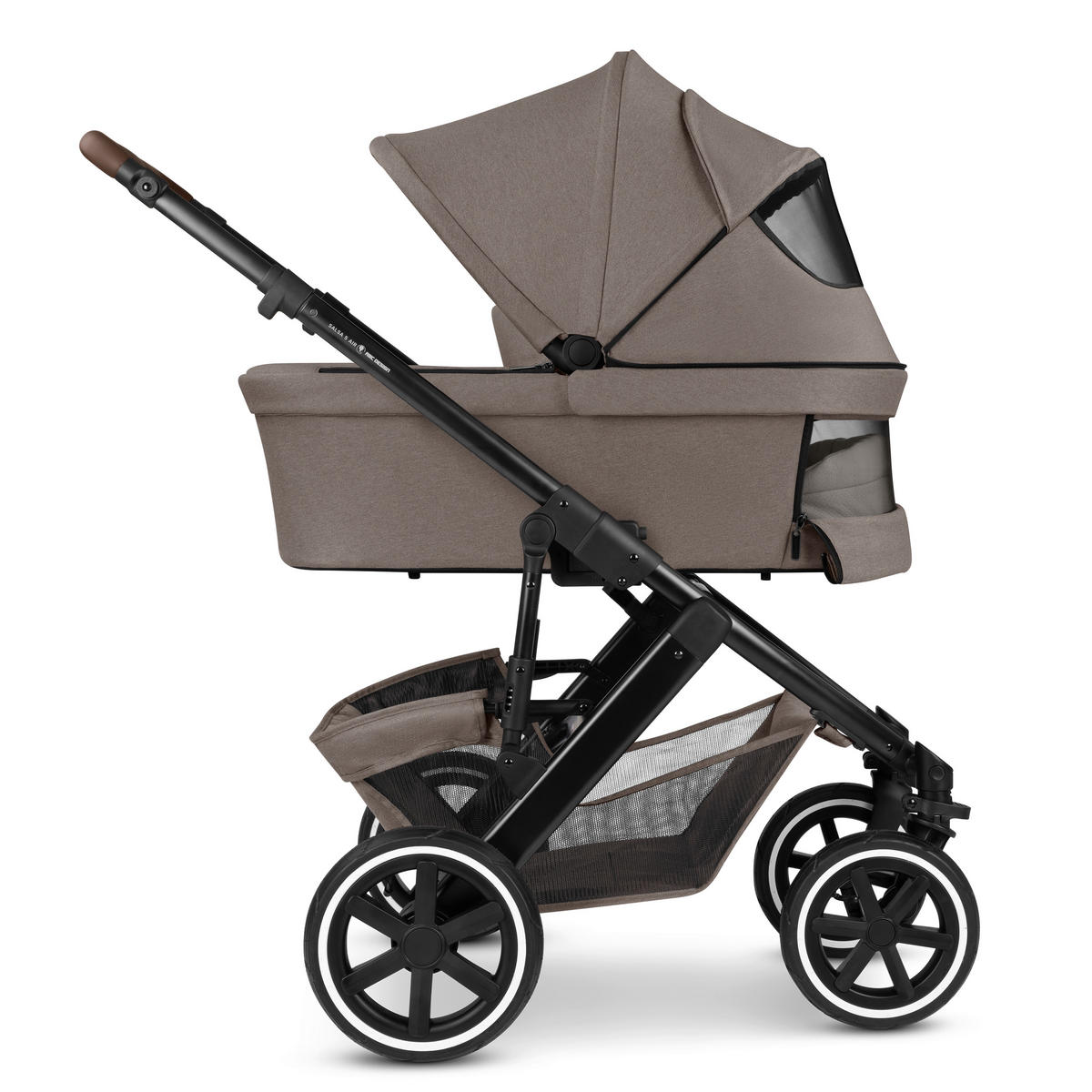 KINDERWAGENSET  Salsa 5 Air All in One Set + Isofix Base Root  Nature  - Graubraun/Schwarz, Basics, Textil/Metall (63/118/95.5cm) - ABC Design