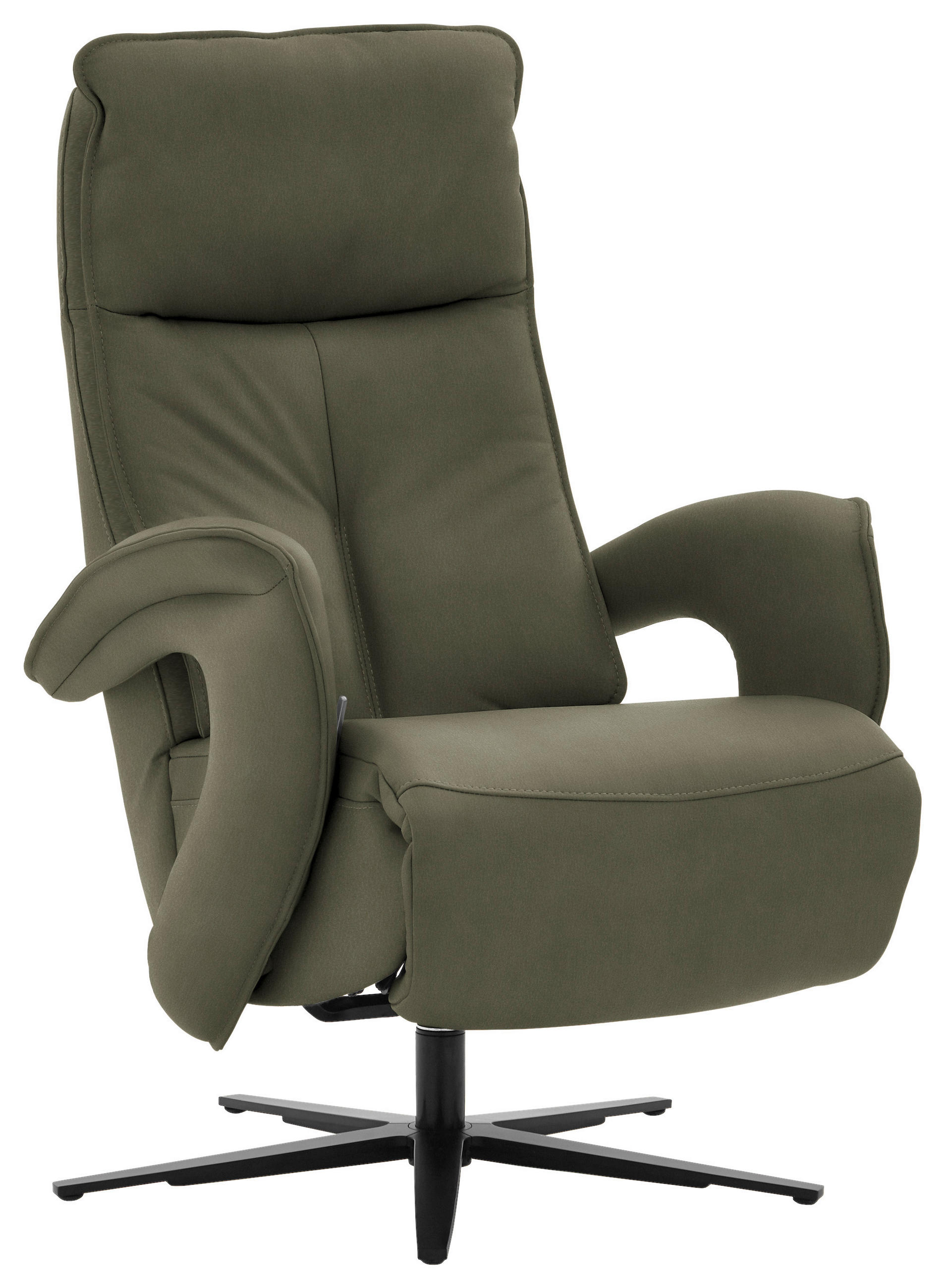 RELAXSESSEL in Leder Graugrün  - Schwarz/Graugrün, Design, Leder/Metall (77/110/87cm) - Valdera