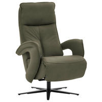 RELAXSESSEL in Leder Graugrün  - Schwarz/Graugrün, Design, Leder/Metall (77/110/87cm) - Valdera