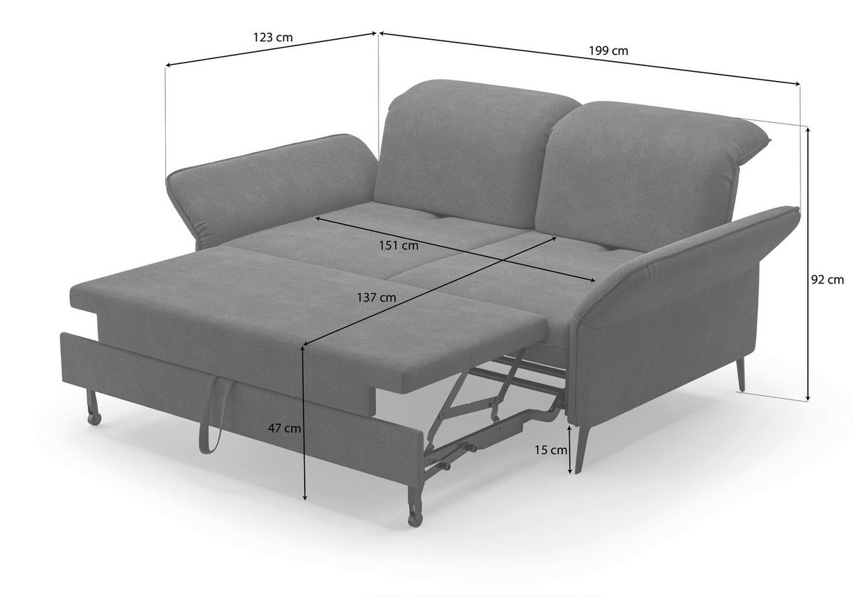 3-SITZER-SOFA in Flachgewebe Grün  - Schwarz/Grün, KONVENTIONELL, Textil/Metall (199/92/123cm) - Sit & More