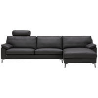ECKSOFA Echtleder Anthrazit  - Chromfarben/Anthrazit, Modern, Leder/Metall (293/165cm) - Erpo