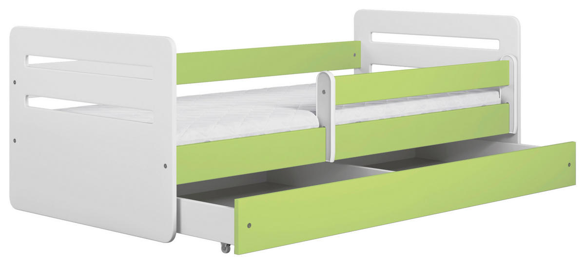 KINDER-/JUNIORBETT 80/160 cm  in Grün, Weiß  - Birkefarben/Weiß, MODERN, Holz/Holzwerkstoff (80/160cm) - MID.YOU