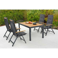 GARTENTISCHGRUPPE  - Graphitfarben/Naturfarben, KONVENTIONELL, Kunststoff/Textil - Gardenson