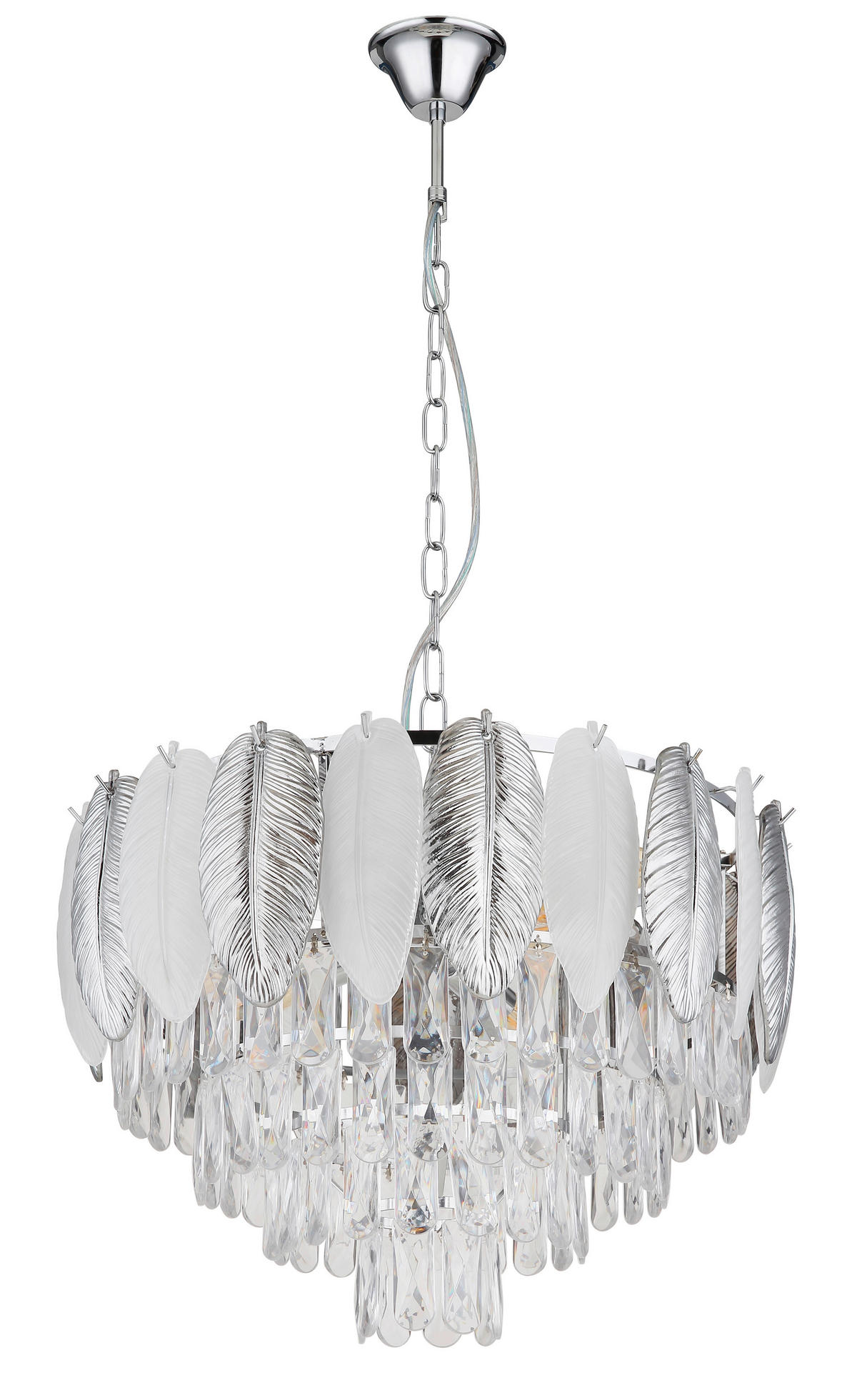 KRONLEUCHTER 52/139 cm   - Klar/Chromfarben, KONVENTIONELL, Kunststoff/Metall (52/139cm) - Globo