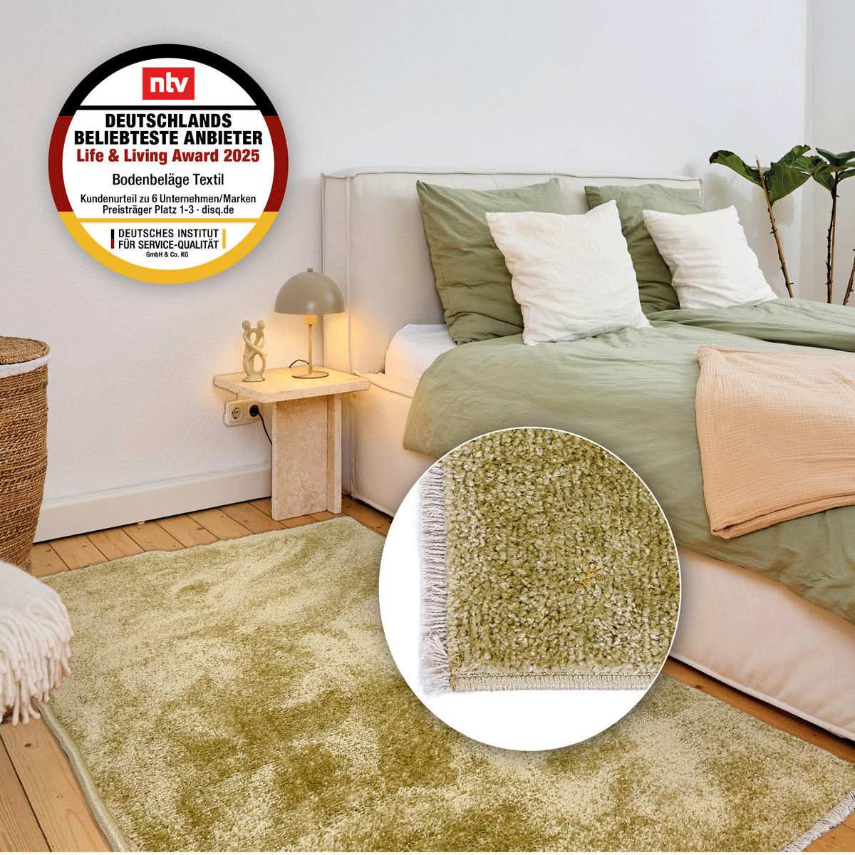 WEBTEPPICH 80/150 cm Stevie Salbeigrün rechteckig  - Salbeigrün, Basics, Kunststoff (80/150cm) - Astra