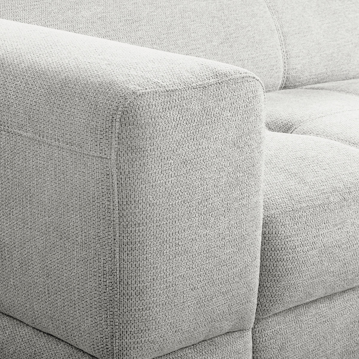 ECKSOFA TORINO Hellgrau Chenille Bettkasten, Kopfteilverstellung  - Schwarzchrom/Hellgrau, Design, Textil/Metall (247/173cm) - Livetastic