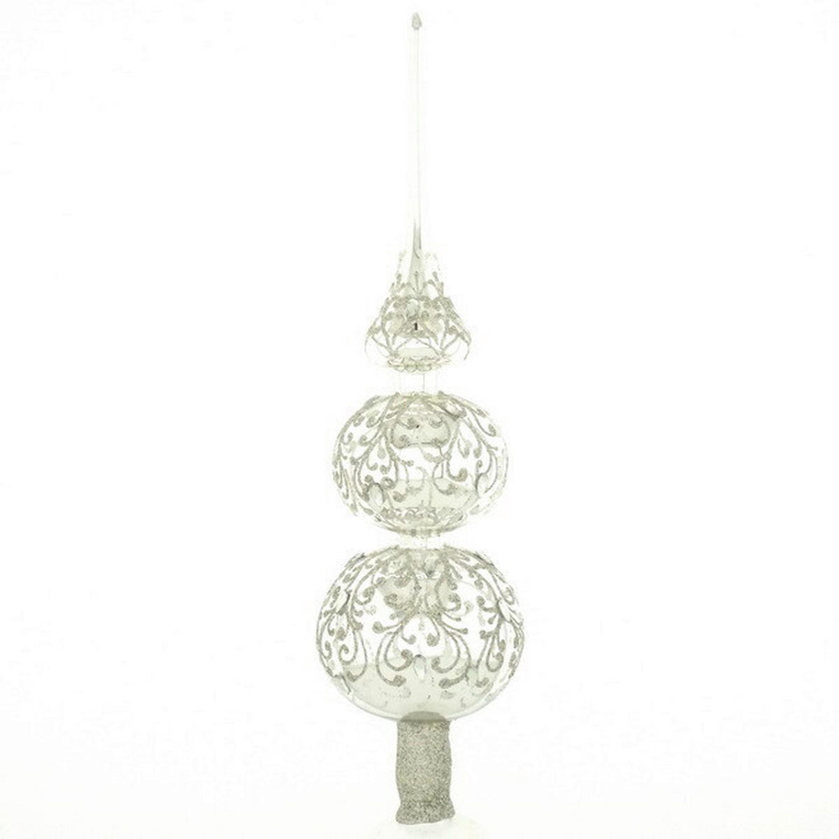 KARÁCSONYFACSÚCSDÍSZ - magasfényű szürke, Lifestyle, Üveg (33cm) - X-Mas
