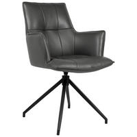 STOL MED ARMSTÖD  360° vridbar sits, inklusive armstöd, automatisk funktion för återfjädring  äkta läder  antracit, svart  - svart/antracit, Design, metall/läder (59/89,5/63cm) - Novel