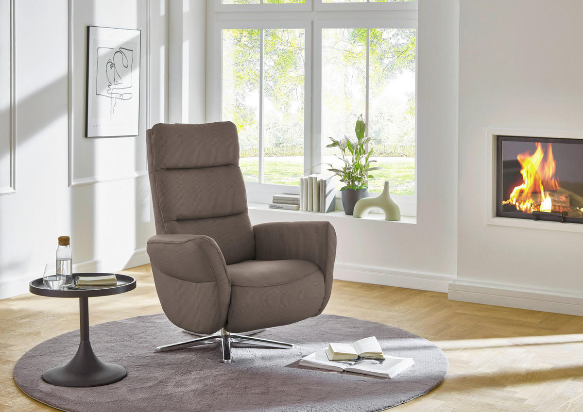 RELAXSESSEL Textil Taupe  - Taupe/Chromfarben, Design, Textil/Metall (78/113/83cm) - Beldomo Speed