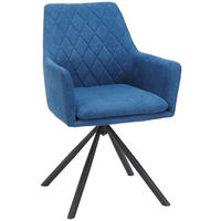 STOLIČKA S PODRÚČKAMI, železo, tkaná textília, modrá, čierna - modrá/čierna, Design, kov/textil (62/88/61cm) - Hom`in