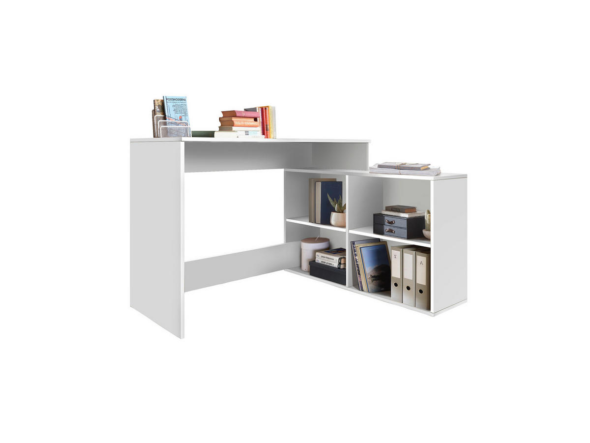 Masă De Birou Pe Colț, material pe bază de lemn - alb, Modern, material pe bază de lemn (120/77/50/100cm) - Boxxx
