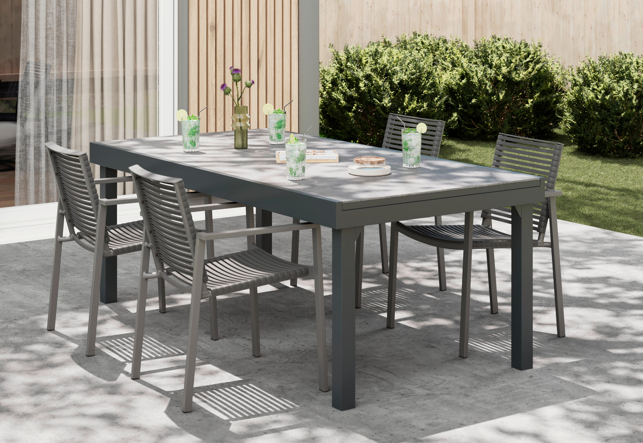 GARTENTISCH  - Anthrazit, MODERN, Kunststoff/Metall (200/320/75/100cm) - Ambia Garden